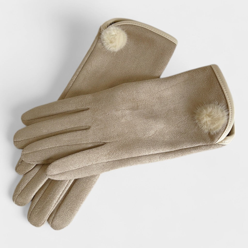 G305003B LADIES SUEDETTE GLOVES BEIGE