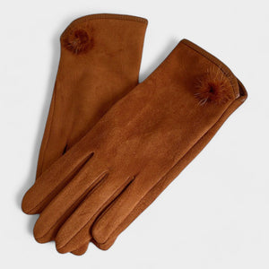 G305003C LADIES SUEDETTE GLOVES CARAMEL